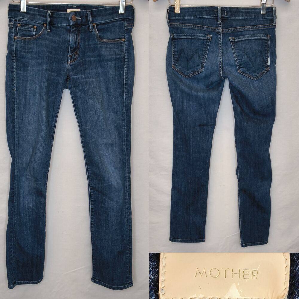 Mother The Looker Crop Jeans Women's 26 Blue Medium Wash Distressed #W5485